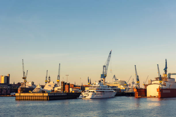 Hamburg harbor, Germany. Elbphilharmonie, Cap San Diego.