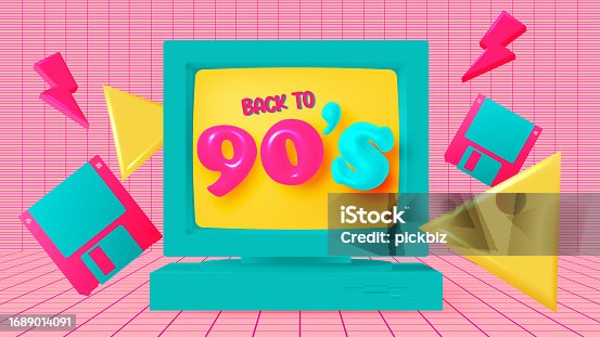 istock Desktop PC in mood of 90's nostalgia realistic 90's 1689014091