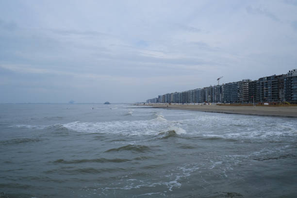 View of  Residential flats in promenade of Blankenberge, Belgium on Sep. 17, 2023.