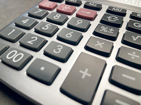 Close-up of a calculator keypad