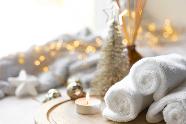istock Christmas spa composition on a blurred background with bokeh lights. 1689031720