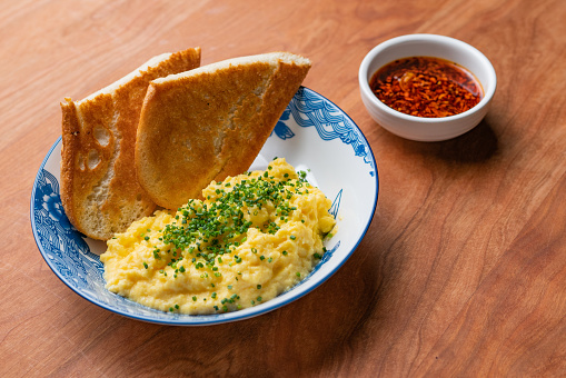 Breakfast Eggs with Toast and Chives