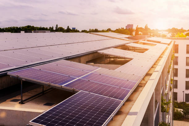 istock Solar Panel Roof Building on Skyscrapers 1689066259