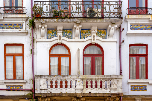 An old building with some beautiful decorative tiles in Porto, Portugal