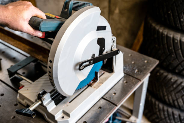 istock metal saw with tool cutting disc makes a cut 1689066447