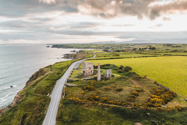 The ruins of an old famine stone built cottage on a remote part of the Irelands west coast in County Donegal