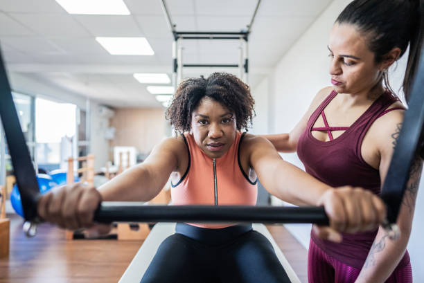 istock Portrait of a mature woman doing exercises at pilates studio 1689122425