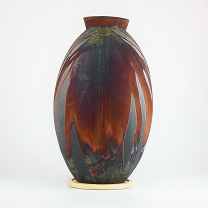 Raku ceramic pottery vase