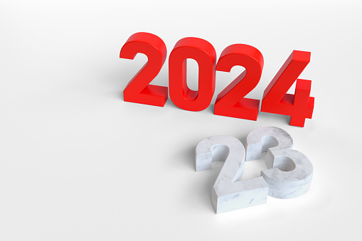 2023-2024 Change Represents the New Year 2024, 3d RenderiÌng