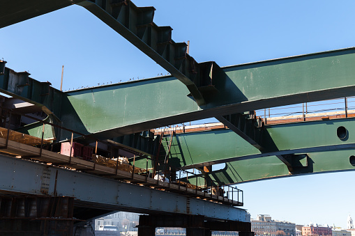 A bridge over the Neva River is under reconstruction, Saint-Petersburg