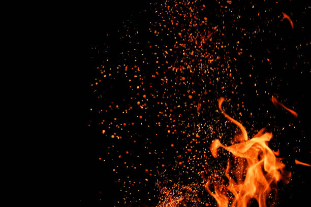 istock Blazing flame of fire on black background 1689137840