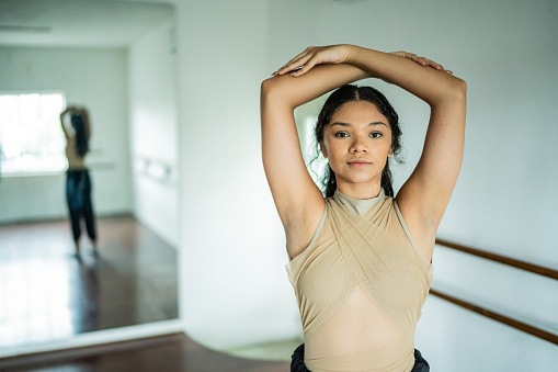 Portrait of a young woman at the dance studio