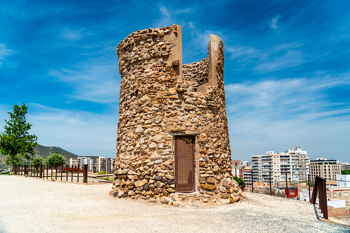 The flour mill was made in the the 1700s and overlooks the city of Cartagena, Spain. The hill is named Cerro del Molinete (Mill Hill).