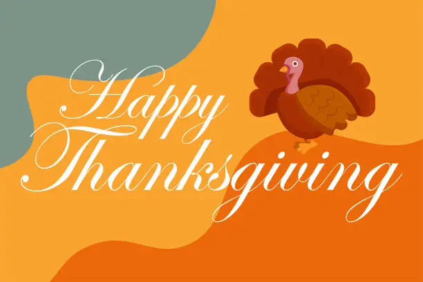 Vector illustration of greeting card for celebrating Thanksgiving. Vector illustration.