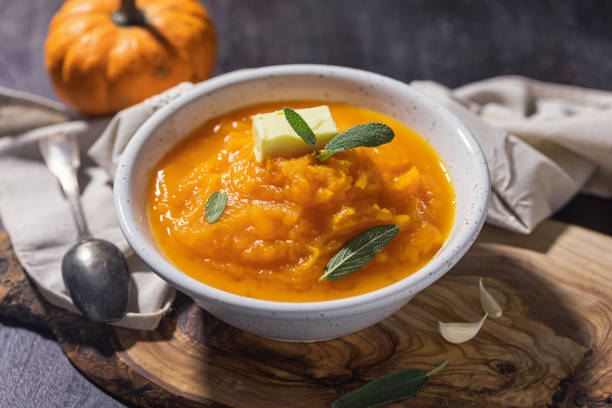 istock Pumpkin cream soup with sage 1689160936