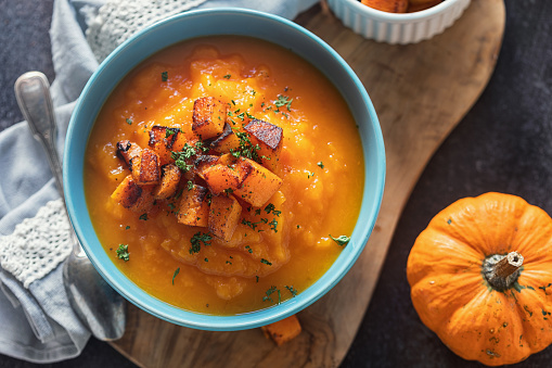 Homemade pumpkin cream soup