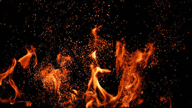 istock Blazing flame of fire on black background 1689238240