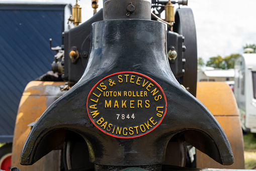 Low Ham.Somerset.United Kingdom.July 23rd 2023.A restored wallis and Steevens road roller from 1925 called Old Ken is on show at the Somerset steam and country show