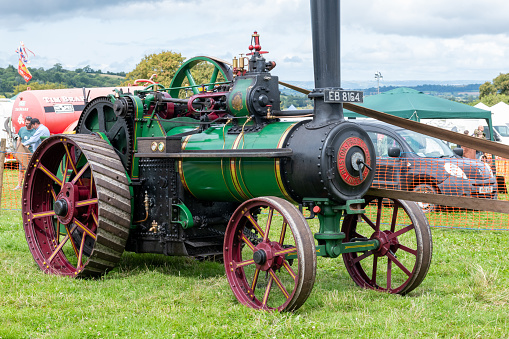 Low Ham.Somerset.United Kingdom.July 23rd 2023.A Ruston Proctor general purpose traction engine called Queenie from 1917 is on show at the Somerset steam and country show