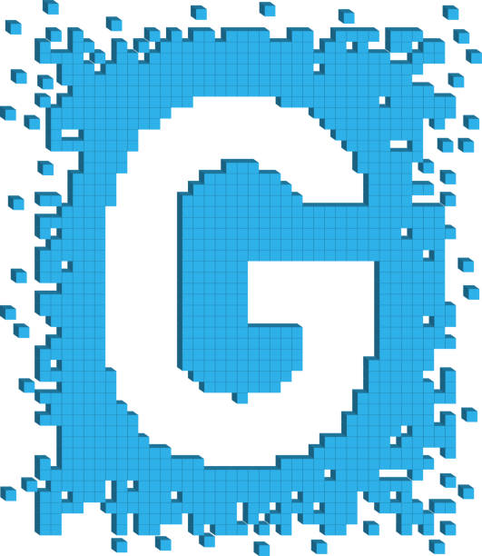 일러스트 셰이프 알파벳 g블루 칼라 - alphabet white background letter g three dimensional shape stock illustrations