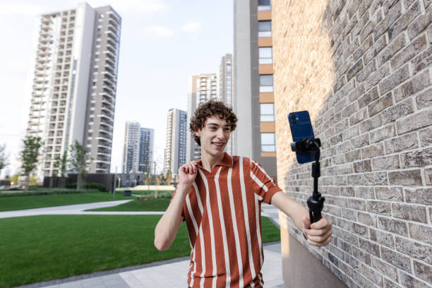 A male content creator in the city