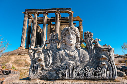 Propylaea temple at the entrance to the Ancient Acropolis in Athens, Greece