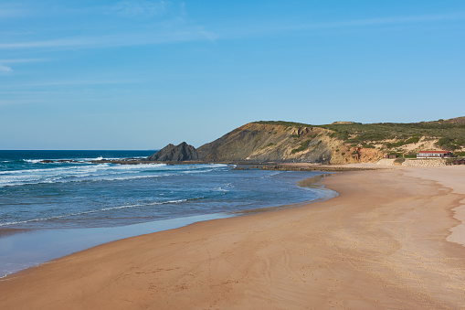 Praia da Amoreira on the west of Algarve region. Aljezur, Portugal