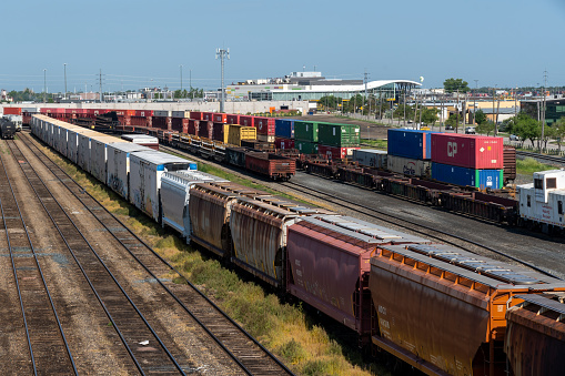 Symington Yard in Winnipeg, Manitoba, Canada, on July 20, 2023. Symington Yard is the largest rail classification yard of the Canadian National Railway.