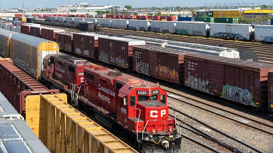 Symington Yard in Winnipeg, Manitoba, Canada, on July 20, 2023. Symington Yard is the largest rail classification yard of the Canadian National Railway.