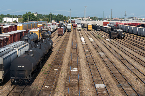 Symington Yard in Winnipeg, Manitoba, Canada, on July 20, 2023. Symington Yard is the largest rail classification yard of the Canadian National Railway.