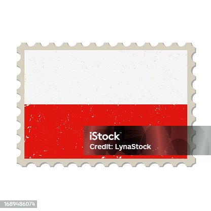 istock Poland grunge postage stamp. Vintage postcard vector illustration with Polish national flag isolated on white background. Retro style. 1689486074