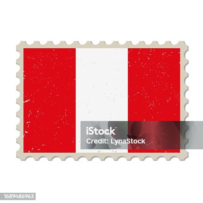 istock Peru grunge postage stamp. Vintage postcard vector illustration with Peruvian national flag isolated on white background. Retro style. 1689486963