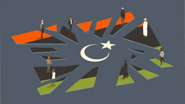 Vector illustration of Shattered Libya Illustration