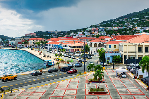 Charlotte Amalie, the capital city of the US Virgin Islands, located on St Thomas Island.