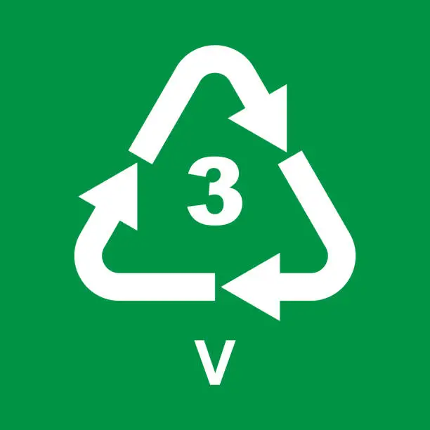 Vector illustration of Plastic Recycling Symbol Class 3 V