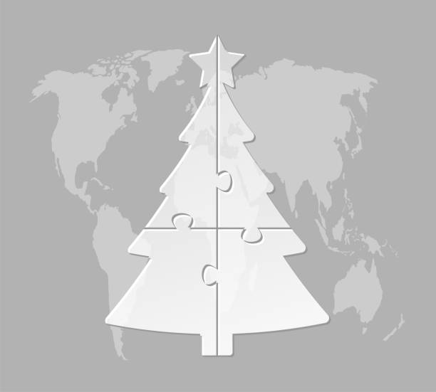 ilustraciones, imágenes clip art, dibujos animados e iconos de stock de infografía del diagrama vectorial árbol de navidad 4 pasos - transparent puzzle glass jigsaw puzzle