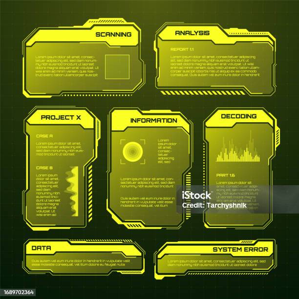 Text Box Ui Examples Games Yellow Futuristic Hud Ui Elements Scifi User Interface Text Boxes ...