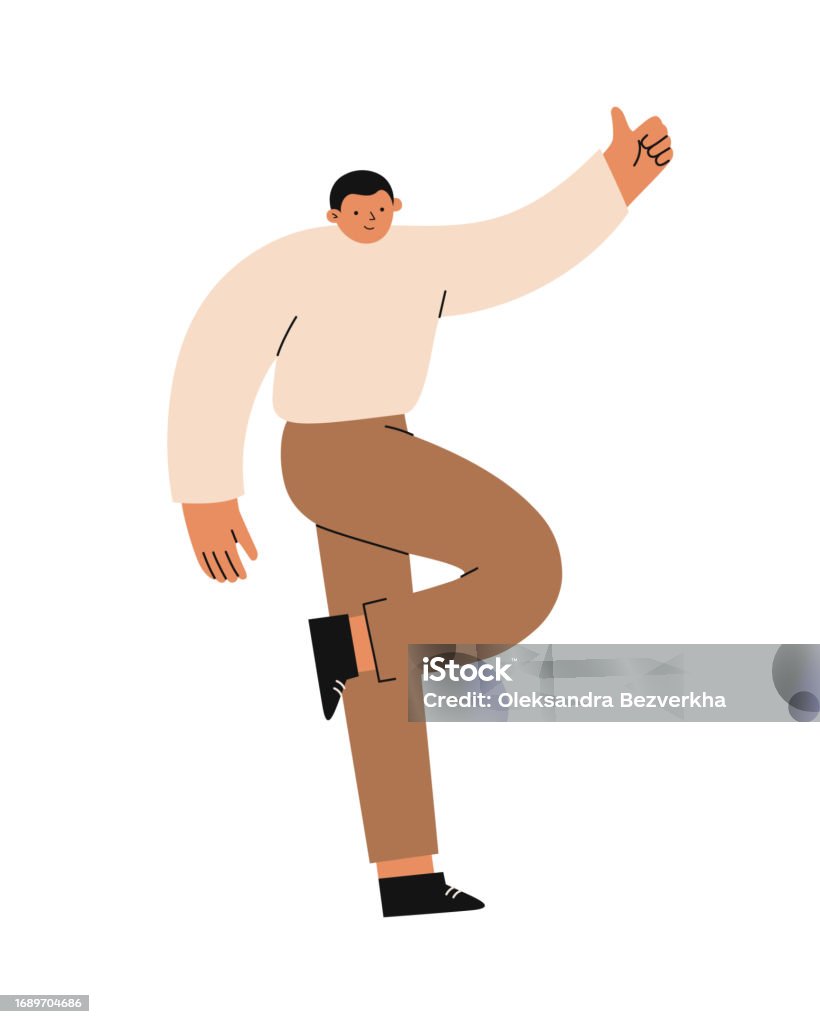 Vector Hopping Man Happy Jumping Man Flat Vector Illustration Stock Illustration ...