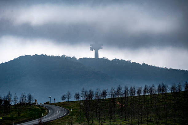 Black Mountain Canberra in a winter fog