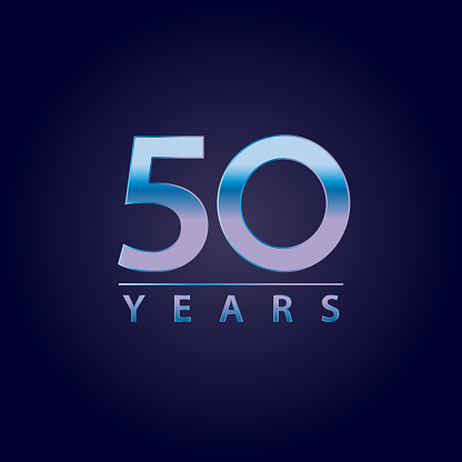 50 years symbol blue and pink gradient for celebration events, anniversary, commemorative date. fifty years logo