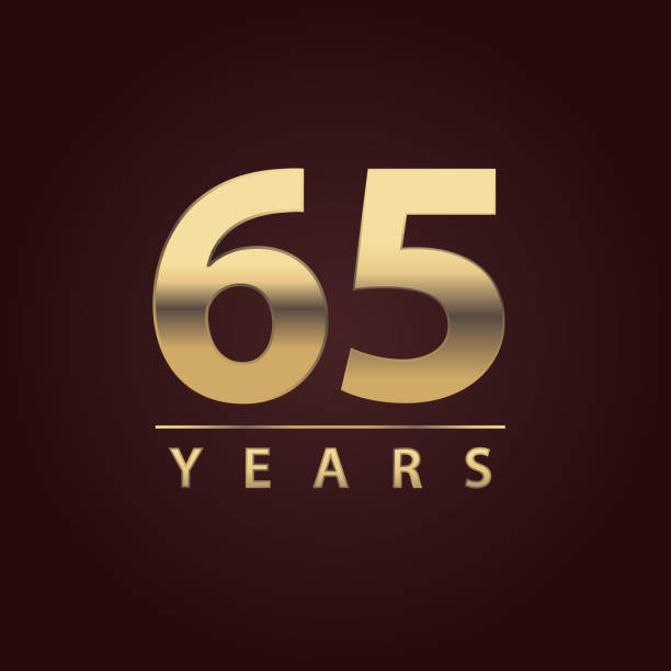 65 years gold symbol for commemorations and celebrations - 65 69 years stock illustrations