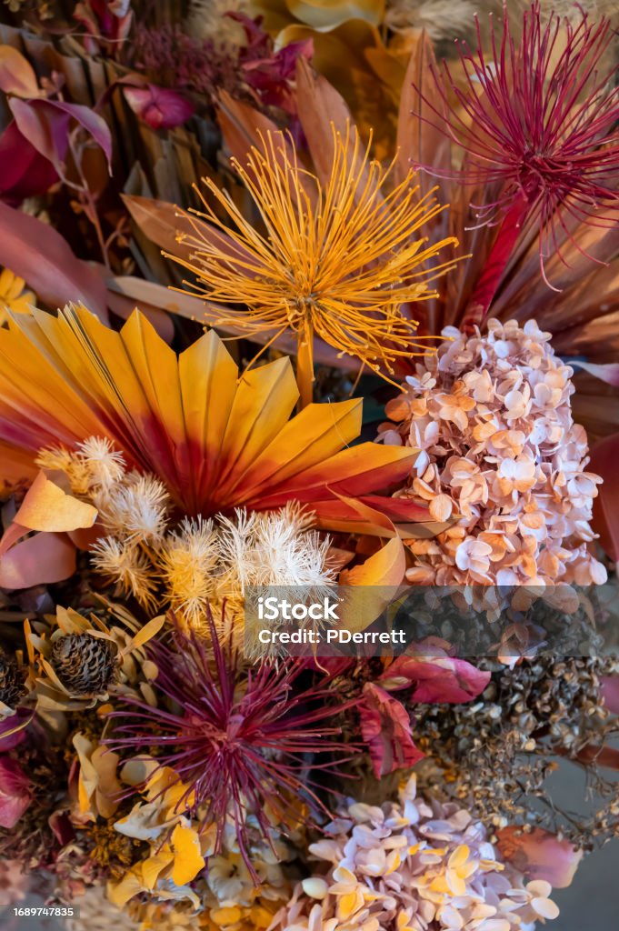 Spring dried flower arrangement Bouquet Stock Photo