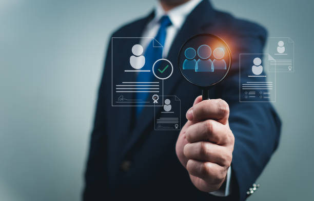 istock Recruitment management Business concept. Relationship Management with global structure. Human Resources. Management recruitment employment headhunting concept. HRM or Human Resource Management concept. 1689821661