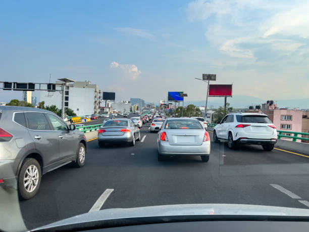 Traffic jam in elevated roads in Mexico City