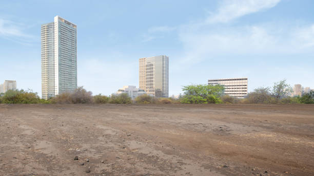 istock The ground on the field with skyscrapers 1689879058