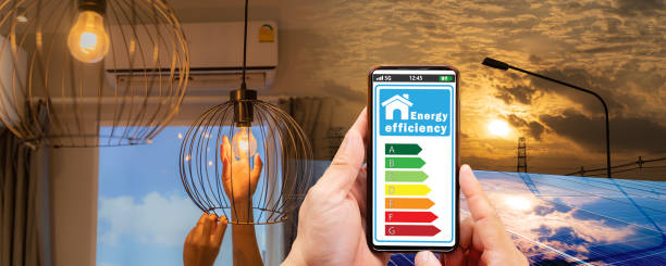istock Solar panel with photovoltaic system. Renewable energy technology house. A woman's hand is changing a light bulb. 1689879071
