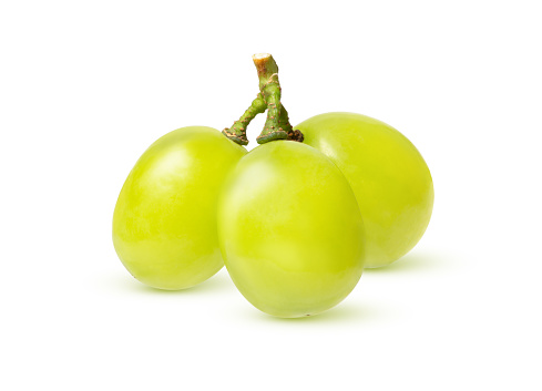 Green grapes (white grape) isolated on white background with clipping path.