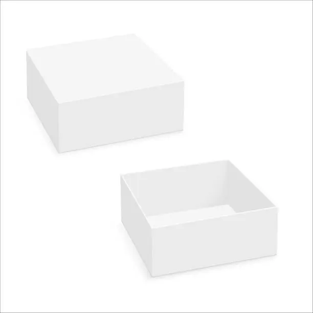 Vector illustration of Opened and closed cardboard boxes. Vector