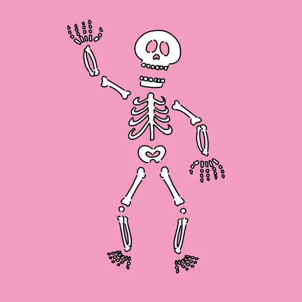 Vector illustration of skeleton waving