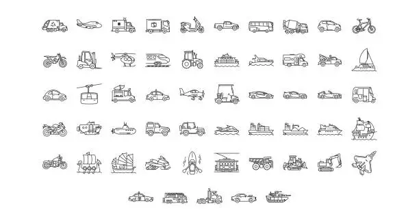 Vector illustration of Transportation icon set